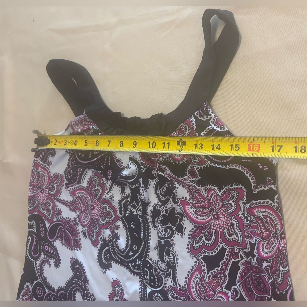 Linea Donatilla Women's Black Purple Paisley Sleeveless Pajama Long Top Sz M - Picture 7 of 14